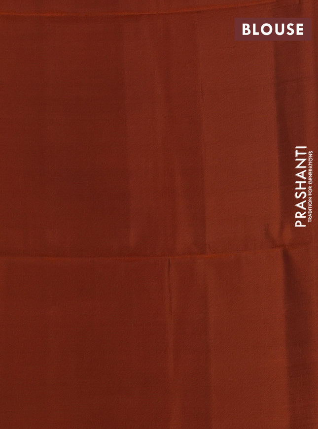 Kanchipuram soft silk saree peacock green and orange with zari woven buttas and zari woven butta border