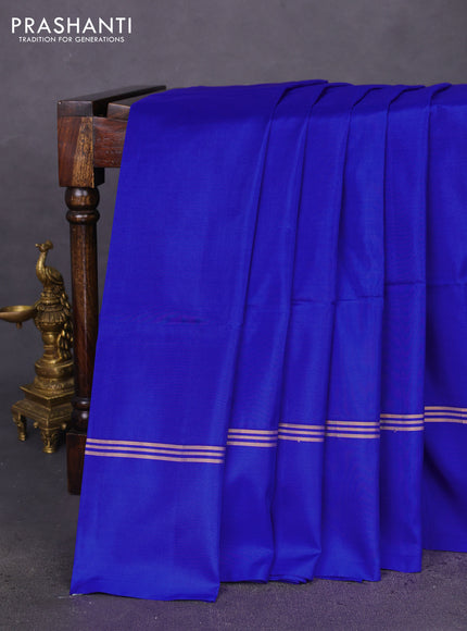 Kanchipuram soft silk saree royal blue with plain body and zari woven simple border