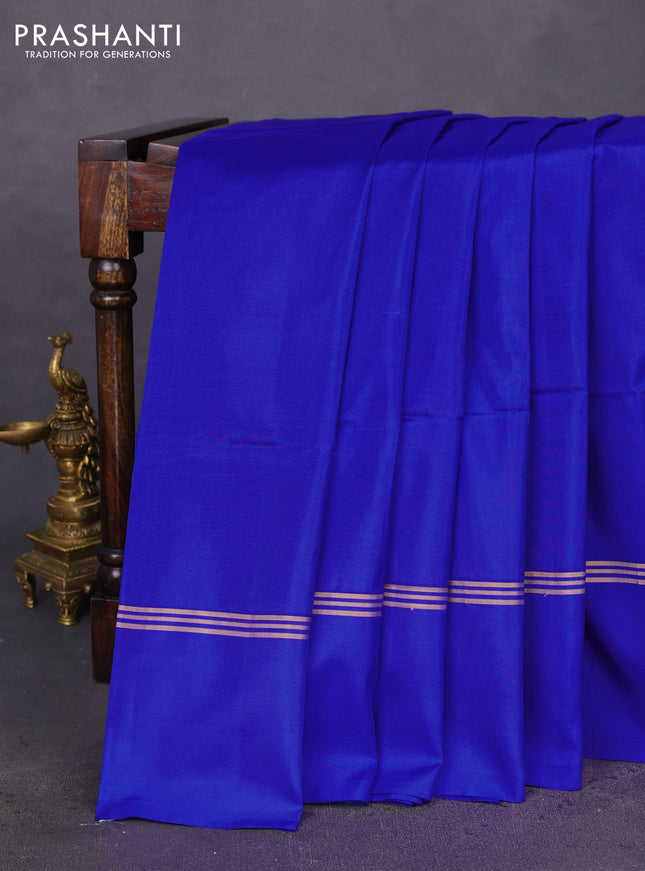 Kanchipuram soft silk saree royal blue with plain body and zari woven simple border