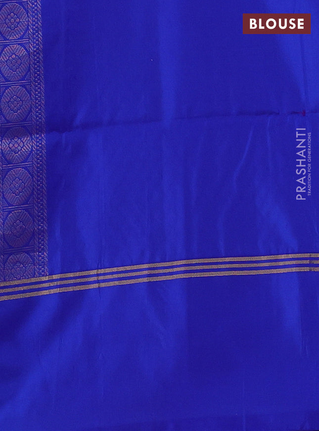 Kanchipuram soft silk saree royal blue with plain body and zari woven simple border