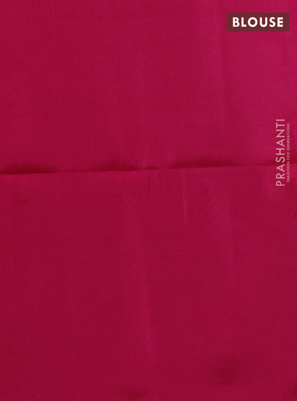 Kanchipuram soft silk saree blue and pink with plain body in borderless style