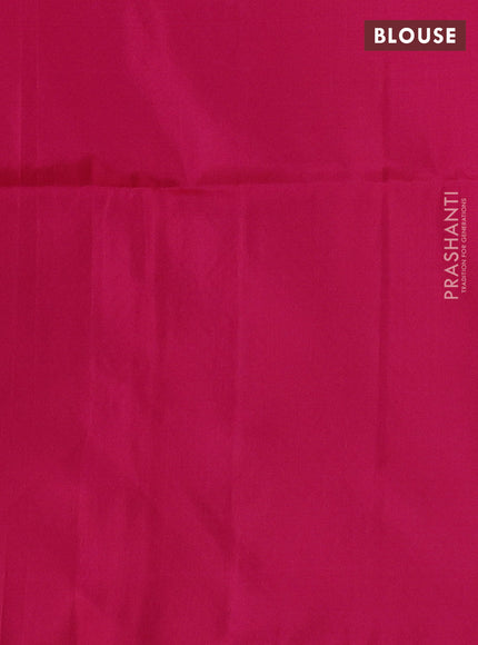 Kanchipuram soft silk saree blue and pink with plain body in borderless style