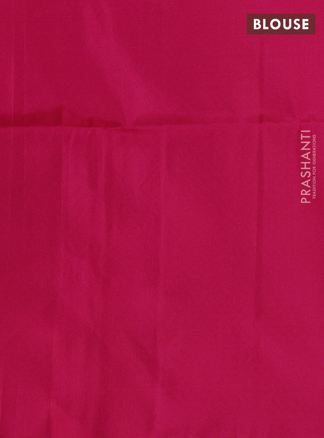 Kanchipuram soft silk saree blue and pink with plain body in borderless style