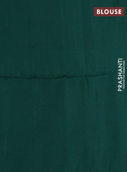 Kanchipuram soft silk saree green with zari woven buttas in borderless style