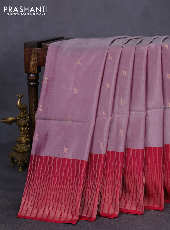Kanchipuram soft silk saree pastel wine and maroon with zari woven buttas and zari woven border