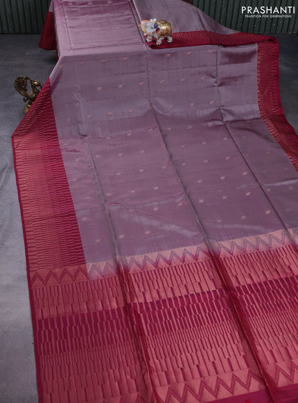 Kanchipuram soft silk saree pastel wine and maroon with zari woven buttas and zari woven border
