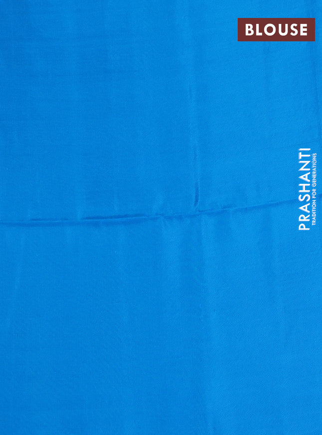 Kanchipuram soft silk saree orange and cs blue with allover zari weaves in borderless style