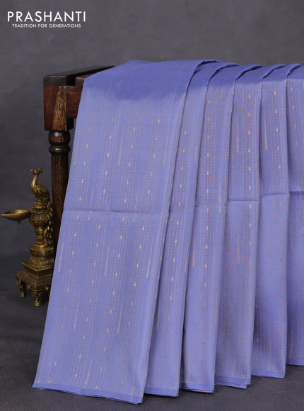Kanchipuram soft silk saree bluish grey and maroon with allover zari weaves in borderless style