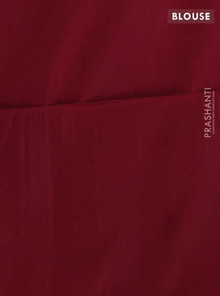 Kanchipuram soft silk saree bluish grey and maroon with allover zari weaves in borderless style