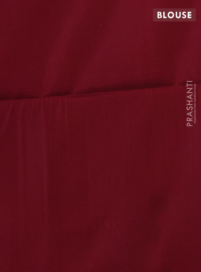 Kanchipuram soft silk saree bluish grey and maroon with allover zari weaves in borderless style