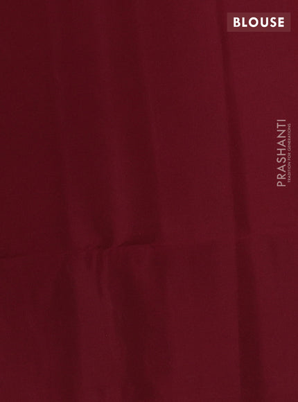 Kanchipuram soft silk saree teal green and maroon with allover zari weaves in borderless style