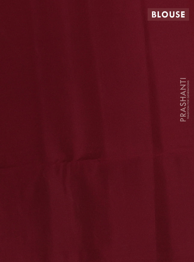 Kanchipuram soft silk saree teal green and maroon with allover zari weaves in borderless style