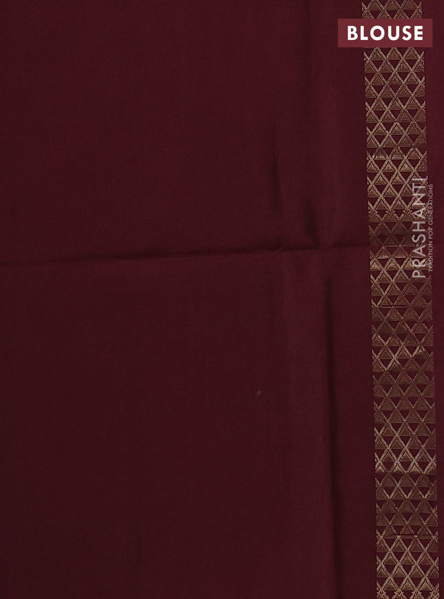 Kanchipuram soft silk saree yellow and deep maroon with zari woven buttas in borderless style