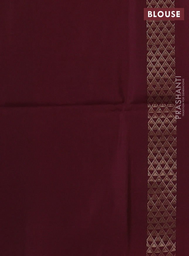 Kanchipuram soft silk saree pink and deep maroon with zari woven buttas in borderless style