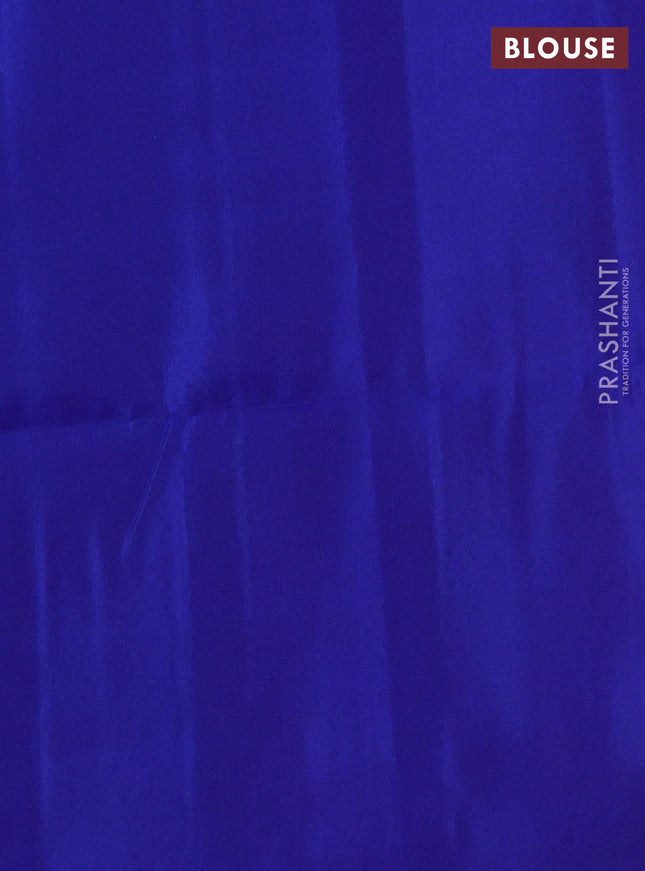 Kanchipuram soft silk saree magenta pink and blue with allover zari weaves & buttas in borderless style