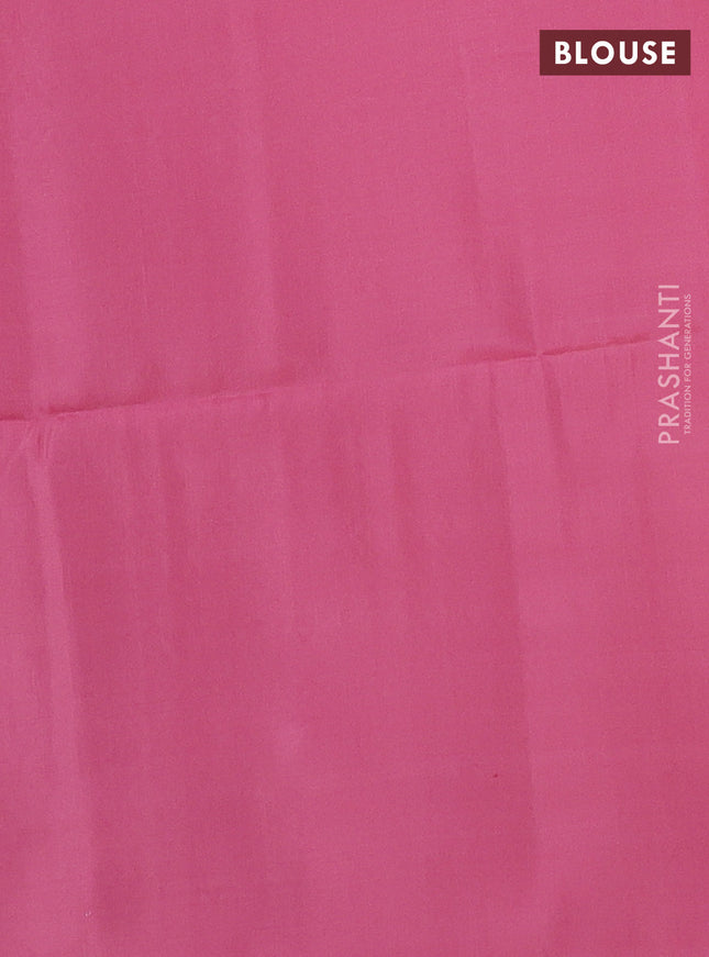 Kanchipuram soft silk saree yellow and peach pink with allover zari weaves & buttas in borderless style