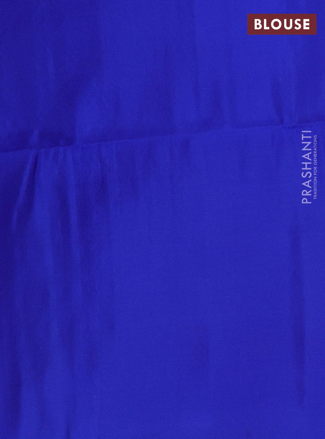 Kanchipuram soft silk saree magenta pink and blue with allover zari weaves & buttas in borderless style