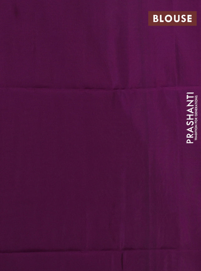 Kanchipuram soft silk saree light green and purple in borderless style Borderless style