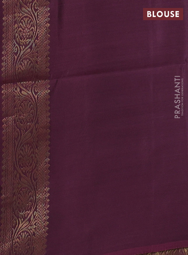 Kanchipuram soft silk saree grey and mauve pink with zari woven geometric box type buttas and zari woven butta border