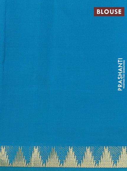 Semi silk cotton saree dual shade of beige and cs blue with plain body and zari woven border