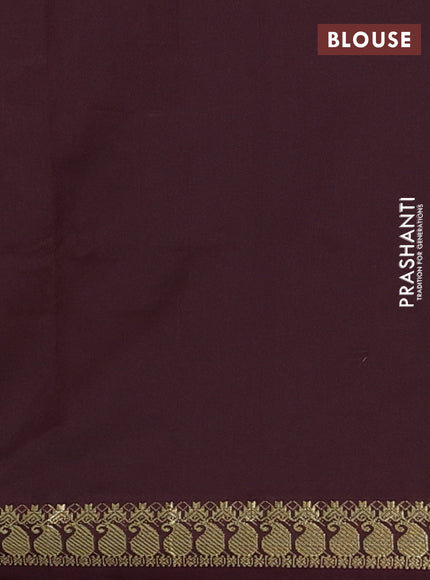 Semi silk cotton saree dark mustard and coffee brown with plain body and zari woven border