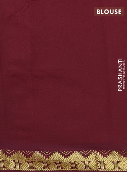 Semi silk cotton saree beige and deep maroon with plain body and zari woven border