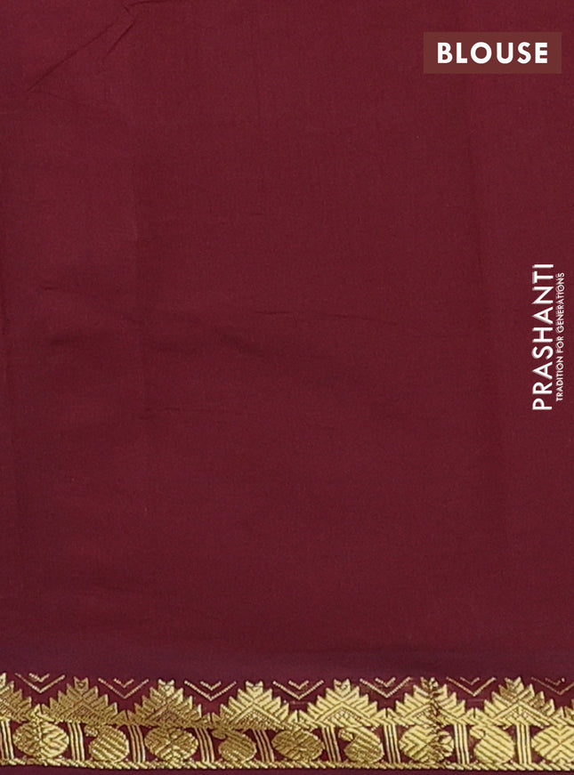 Semi silk cotton saree beige and deep maroon with plain body and zari woven border