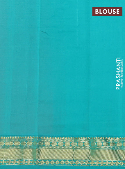 Semi silk cotton saree pink and teal blue with plain body and zari woven border