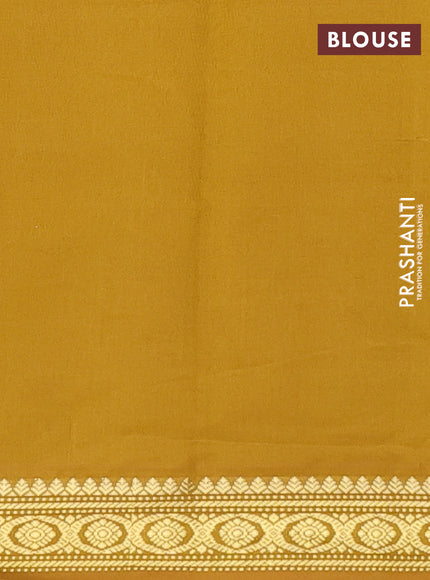 Semi silk cotton saree maroon and dark mustrad with plain body and zari woven border