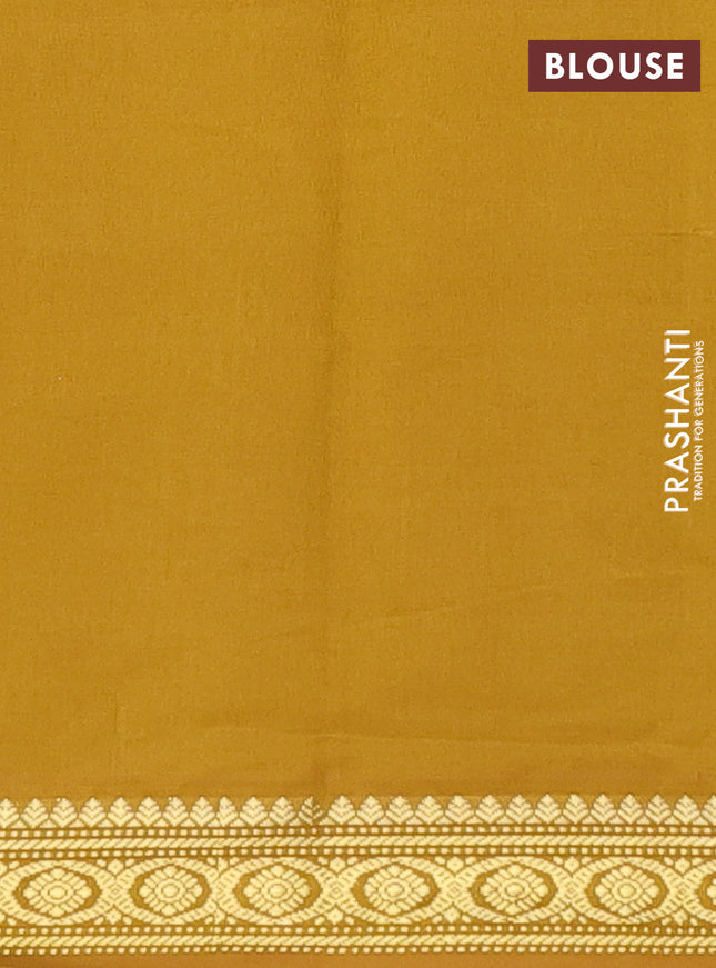 Semi silk cotton saree maroon and dark mustrad with plain body and zari woven border