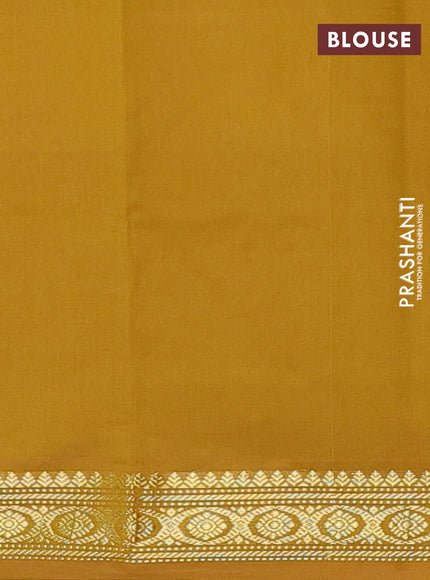 Semi silk cotton saree red and dark mustrad with plain body and zari woven border