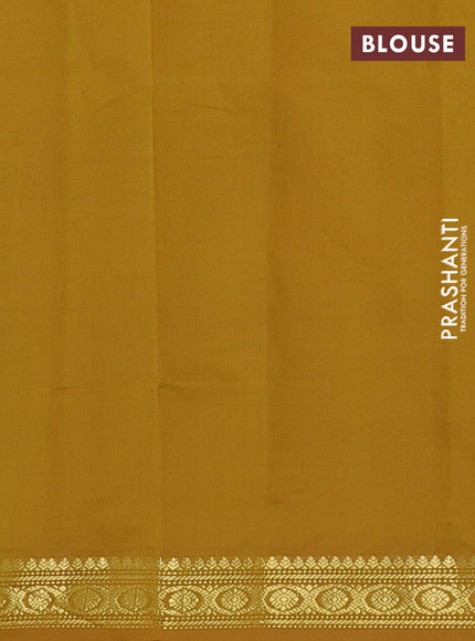 Semi silk cotton saree purple and dark mustrad with plain body and zari woven border