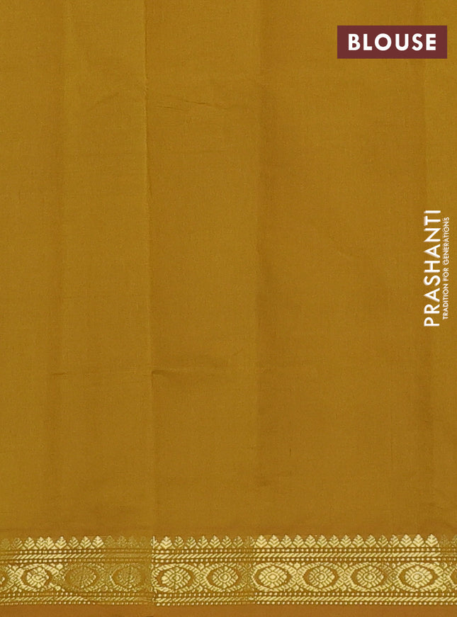 Semi silk cotton saree purple and dark mustrad with plain body and zari woven border