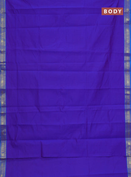 Semi silk cotton saree dual shade of blue and teal blue with plain body and zari woven border