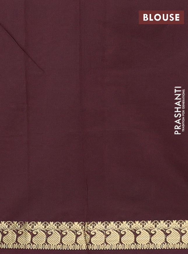 Semi silk cotton saree dual shade of mango yellow and coffee brown with plain body and zari woven border