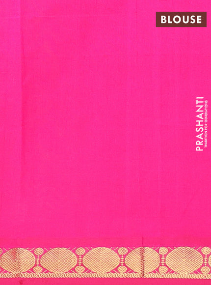 Semi silk cotton saree lime yellow and pink with plain body and zari woven border