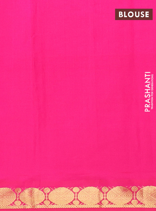 Semi silk cotton saree sandal and pink with plain body and zari woven border