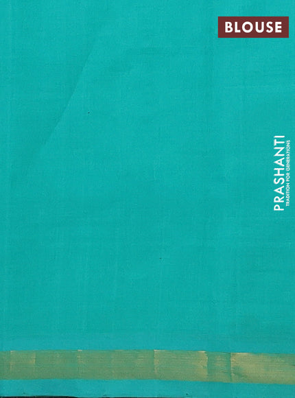 Semi silk cotton saree purple and teal green with zari woven buttas and zari woven border