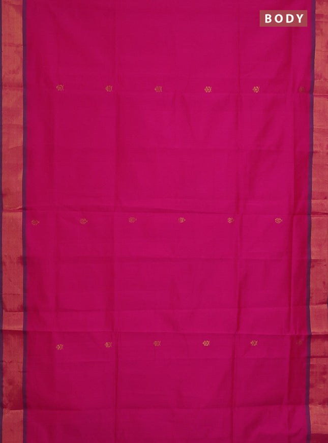Semi silk cotton saree pink and grey with zari woven buttas and zari woven border