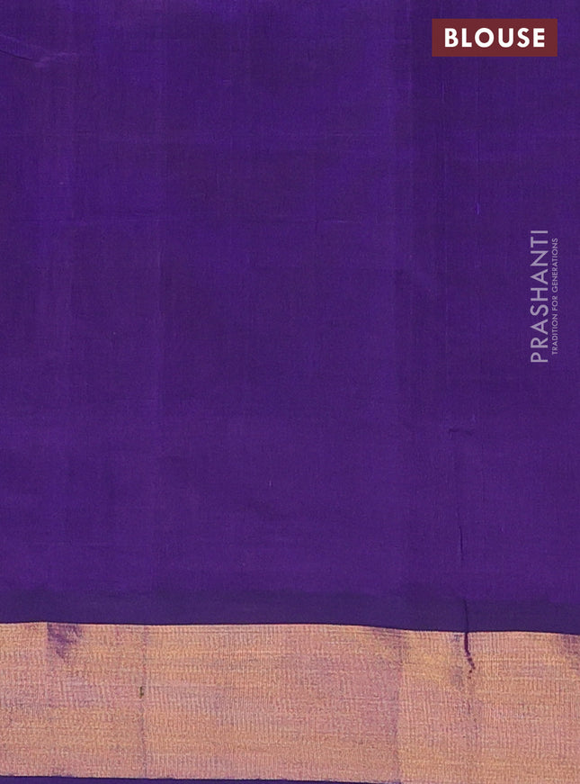 Semi silk cotton saree lotus pink and dark blue with thread & zari woven annam buttas and zari woven border