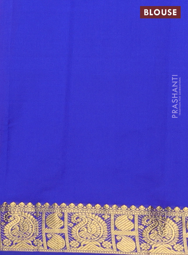 Semi silk cotton saree orange and blue with plain body and paisley zari woven border