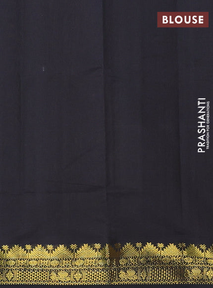 Semi silk cotton saree mustard yellow and black with plain body and zari woven border