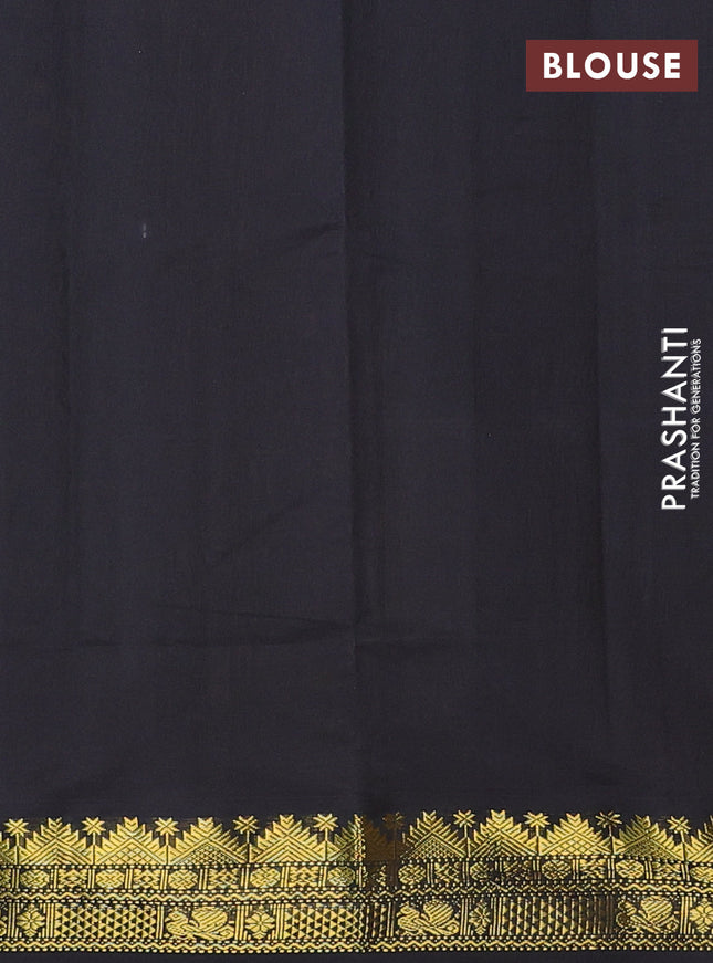 Semi silk cotton saree mustard yellow and black with plain body and zari woven border