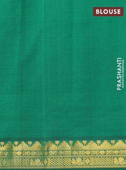 Semi silk cotton saree magenta pink and green with plain body and zari woven border