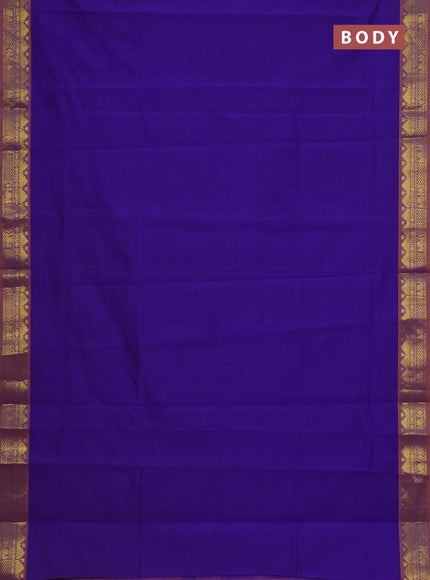 Semi silk cotton saree violet and mango yellow with plain body and zari woven border