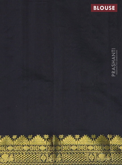 Semi silk cotton saree dual shade of lime green and black with plain body and zari woven border