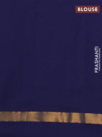 Semi silk cotton saree mango yellow and navy blue with allover checks & zari buttas and zari woven simple border