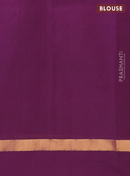 Semi silk cotton saree dark mustard and purple with allover checks & zari buttas and zari woven simple border