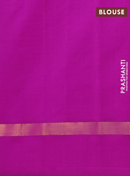 Semi silk cotton saree teal green shade and purple with allover checks & zari buttas and zari woven simple border