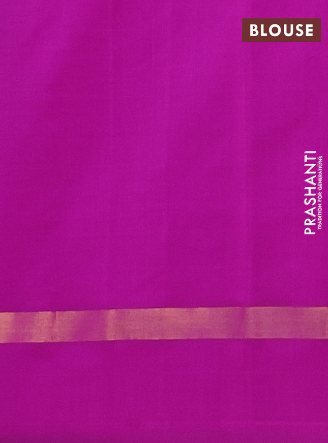 Semi silk cotton saree teal green shade and purple with allover checks & zari buttas and zari woven simple border
